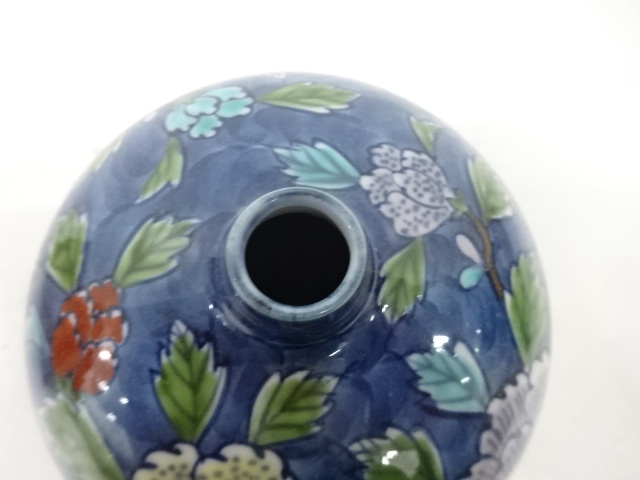  源右衛門窯造　染錦　牡丹絵　花瓶